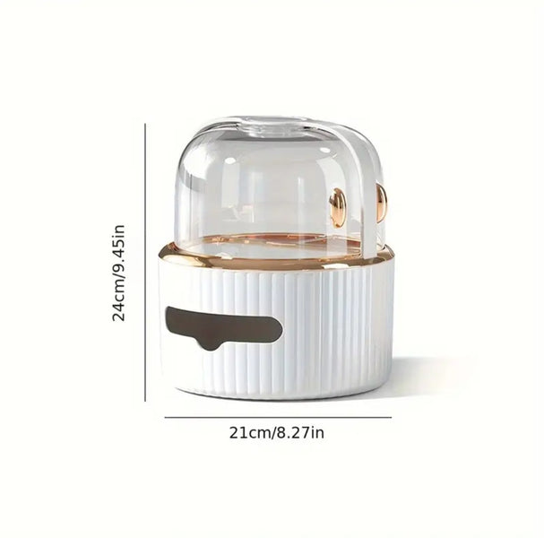 Luxury Makeup Organizer with Dustproof Cover & Tissue Holder