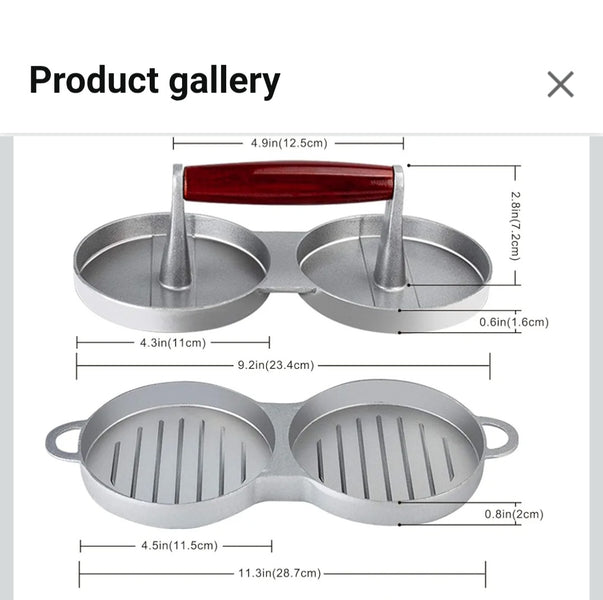 Premium Aluminum Dual Hamburger Patty Press – Heavy-Duty Burger Maker Mold