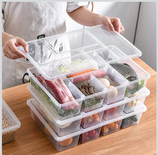 Premium 5-Compartment Food Storage Organizer Box with Lid – Multi-Section Kitchen, Fruit & Snack Organizer