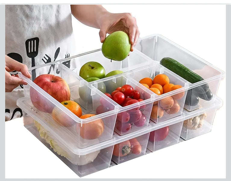 Premium 5-Compartment Food Storage Organizer Box with Lid – Multi-Section Kitchen, Fruit & Snack Organizer
