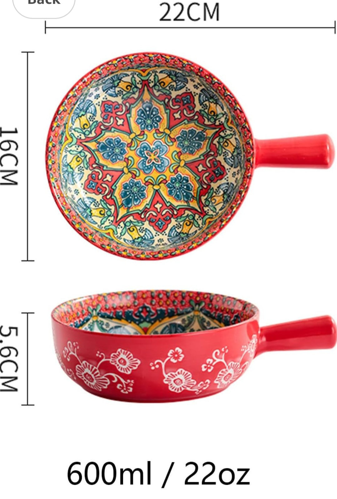 Premium Ceramic Handled Serving Bowl – Decorative Single Soup & Pasta Bowl (1 Pc)
