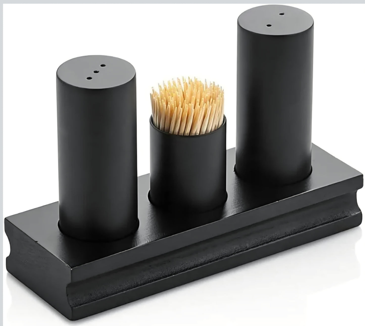 Premium 3-Piece Salt Pepper & Toothpick Holder Set with Tray