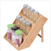 Luxury 9 Jar Glass Spice Organizer Set with Wooden Stand – Premium Kitchen Storage Rack