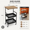 Luxury Rolling Side Table With Storage Shelves – Modern Multi-Purpose Utility Cart For Living Room Bedroom Office
