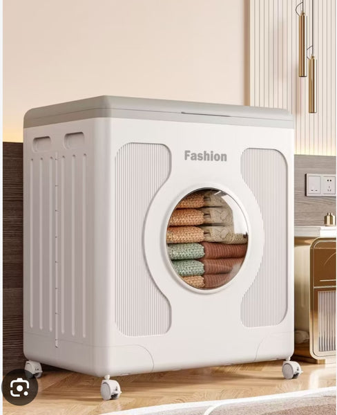 Premium Foldable Storage Organizer Box with Wheels & Viewing Window