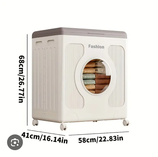 Premium Foldable Storage Organizer Box with Wheels & Viewing Window