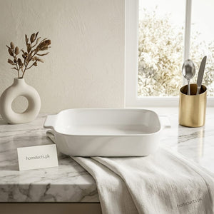 Danny home Porcelain Square Baking Dish – Premium Ceramic Ovenware Casserole & Roasting Pan for Baking & Serving