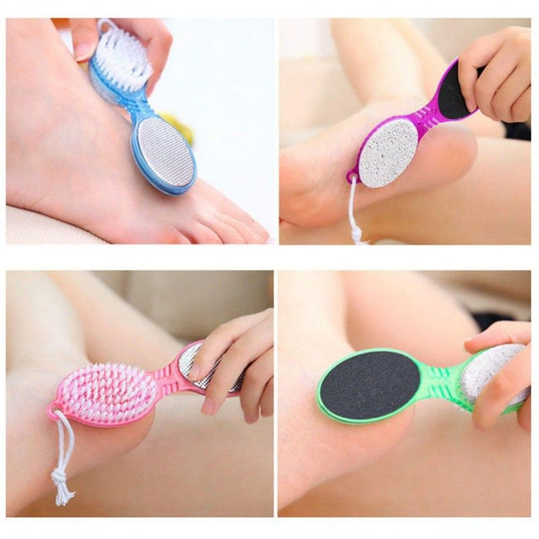 4-in-1 Pedicure Foot Care Brush & Pumice Stone – Double-Sided Foot Scrubber, Callus Remover & Heel Cleaner