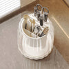 360° Rotating Cutlery Holder with Transparent Dustproof Cover – Multipurpose Kitchen Utensil Organizer