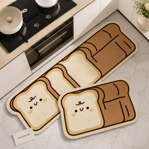Cute Bread Design Anti-Slip Kitchen Floor Mat – Soft, Absorbent & Washable Rug