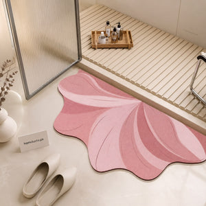 Pink Abstract Floral Anti-Slip Bath Mat – Soft, Absorbent & Quick-Dry Bathroom Rug