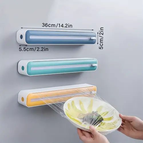 Cling Film Cutter Dispenser with Sliding Blade – Kitchen Wrap Organizer
