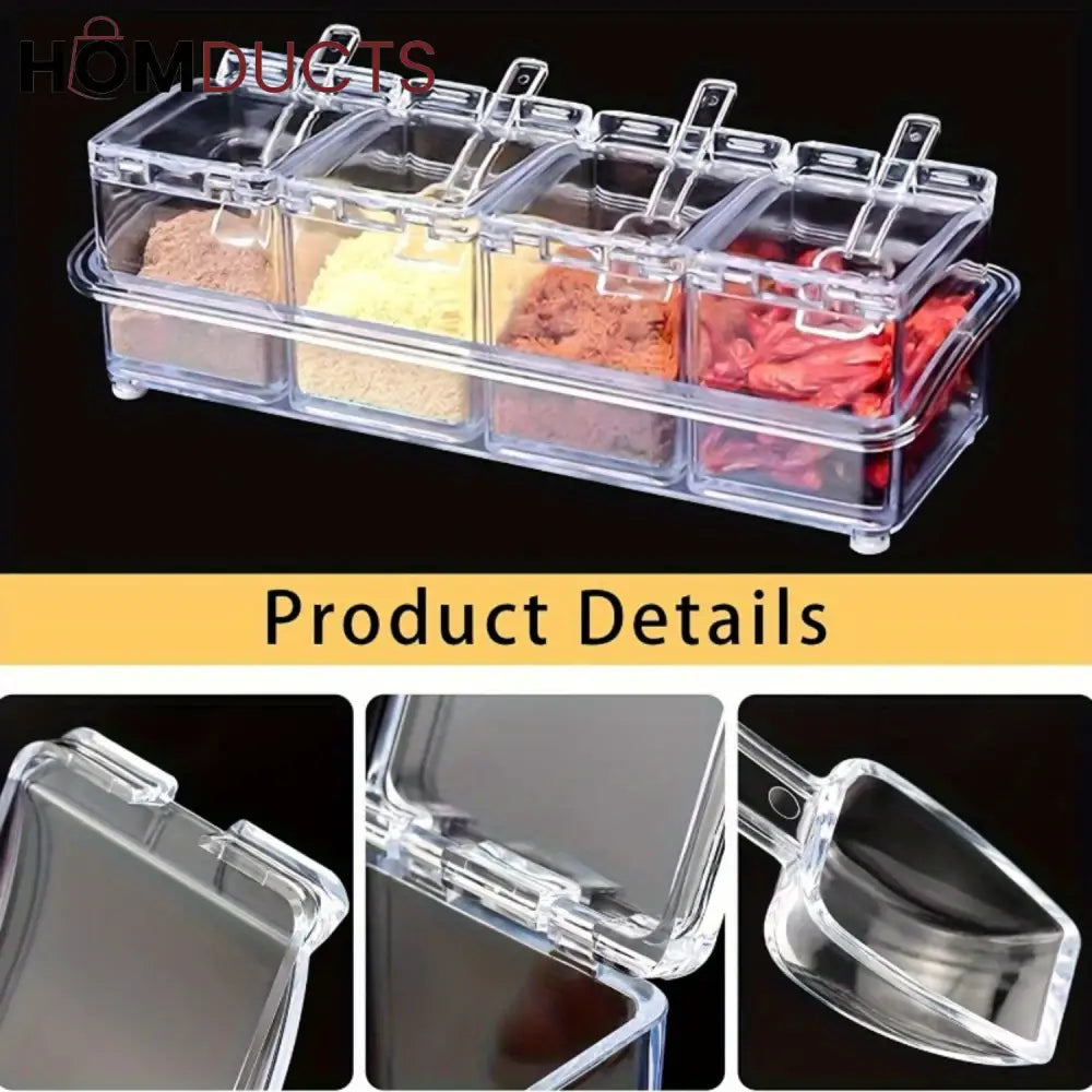 Acrylic 4 Grid Seasoning Box