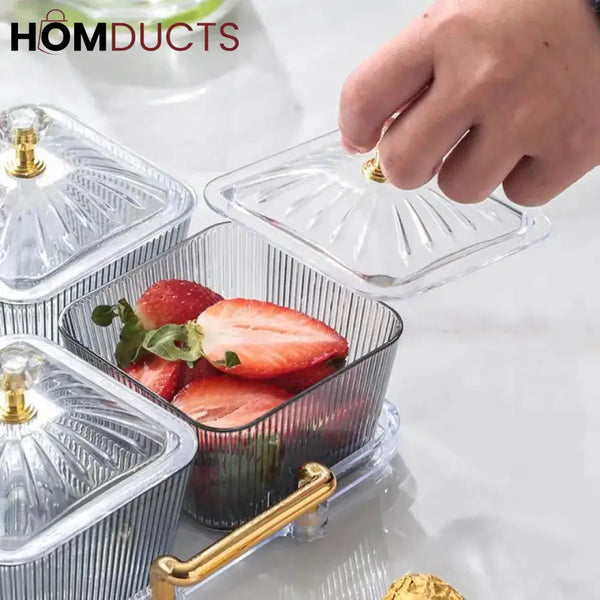 Acrylic Candy Storage Containers with Lids - 4 Piece Set for Snacks & Desserts