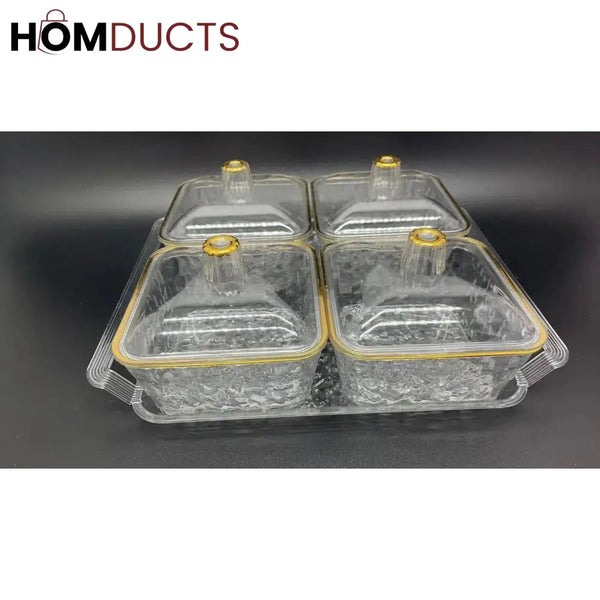 Acrylic Candy Storage Containers with Lids - 4 Piece Set for Snacks & Desserts