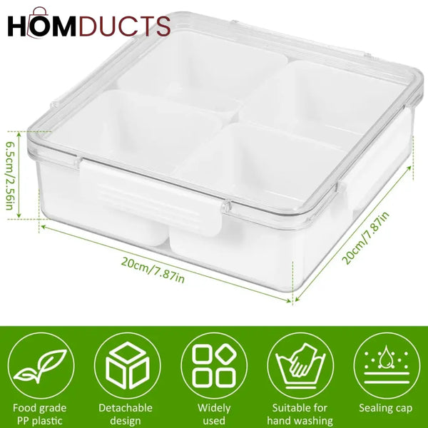 Acrylic Divided Food Storage Tray With Lid