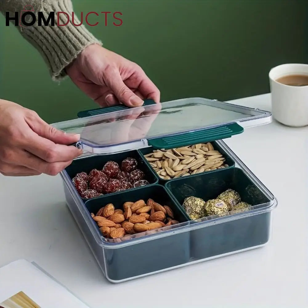 Acrylic Divided Food Storage Tray With Lid