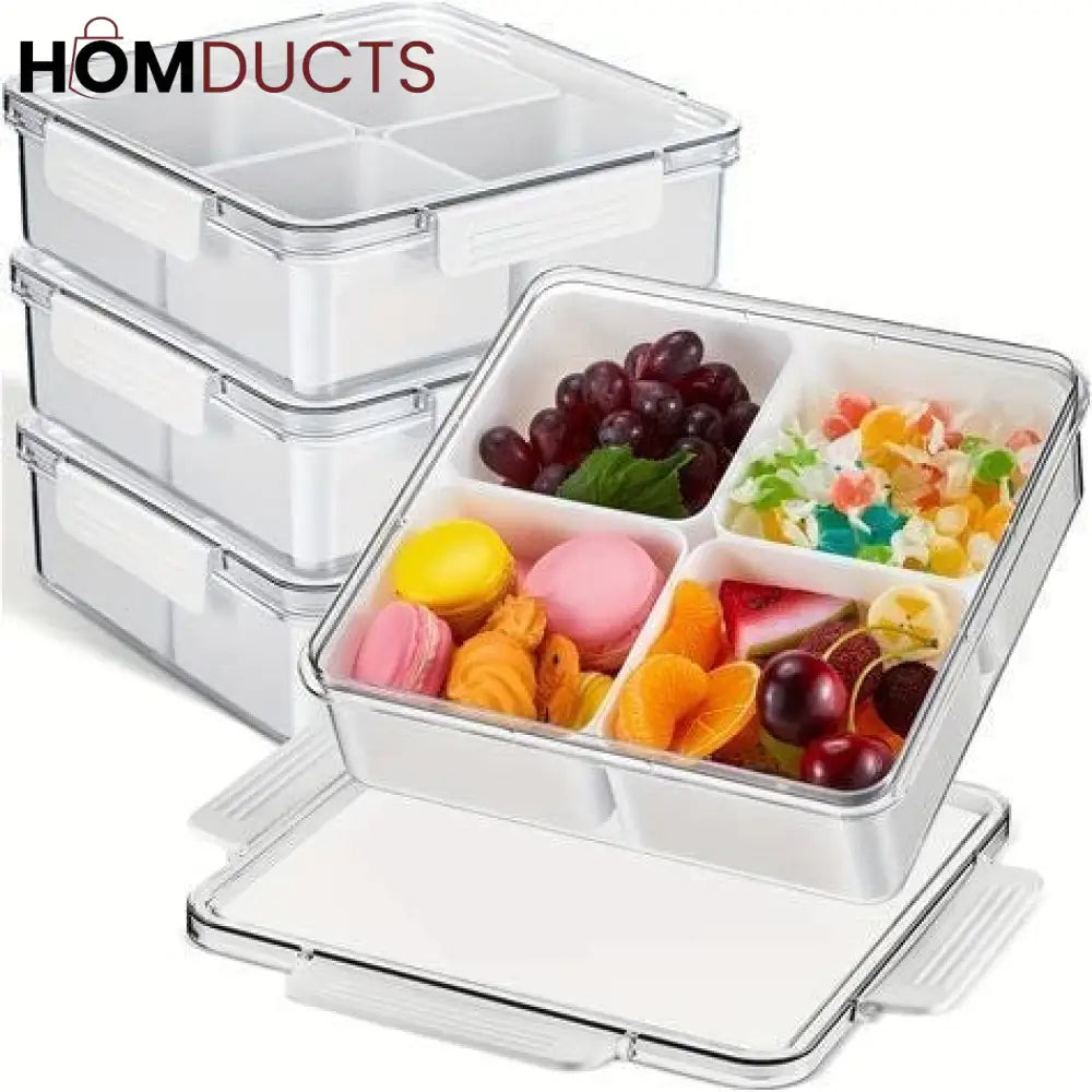 Acrylic Divided Food Storage Tray With Lid