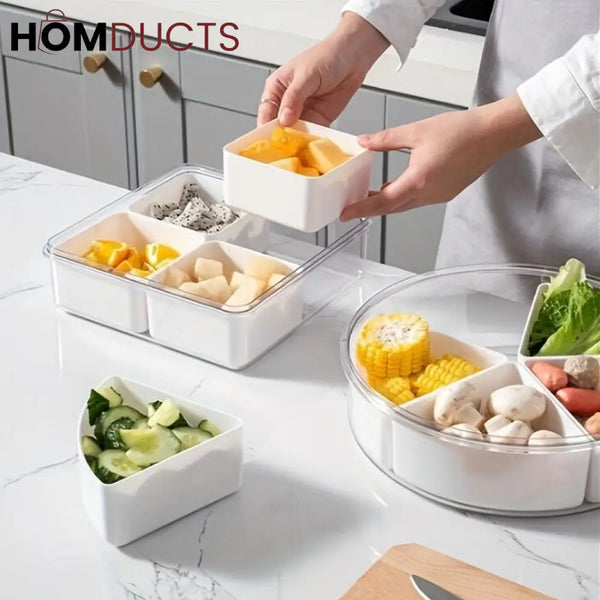 Acrylic Divided Food Storage Tray With Lid