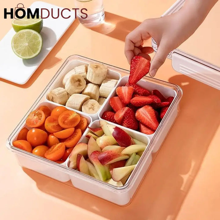 Acrylic Divided Food Storage Tray With Lid