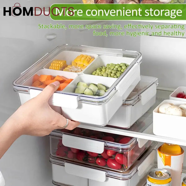 Acrylic Divided Food Storage Tray With Lid