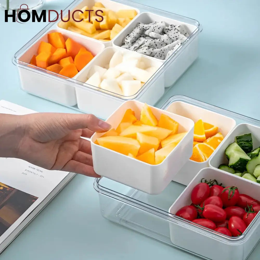 Acrylic Divided Food Storage Tray With Lid