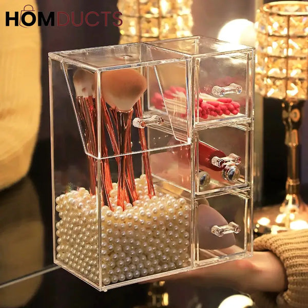 Acrylic Makeup Brush Organiser With Drawer J & C Organizer