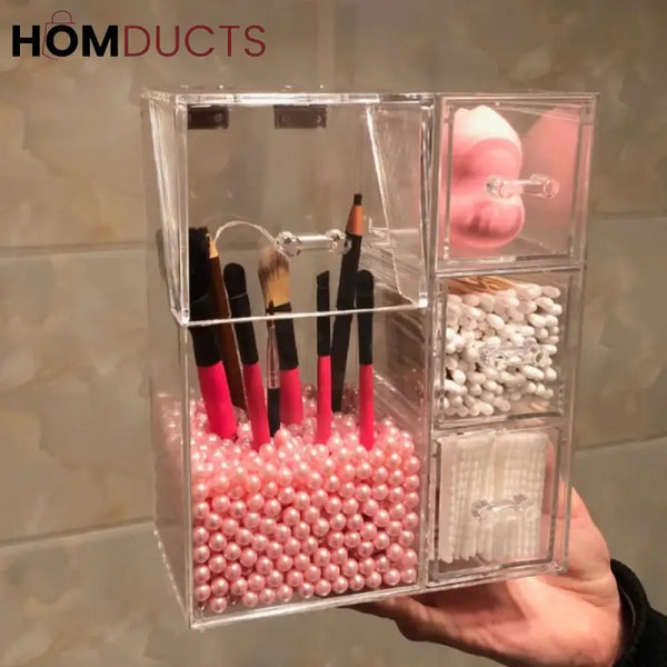 Acrylic Makeup Brush Organiser With Drawer J & C Organizer