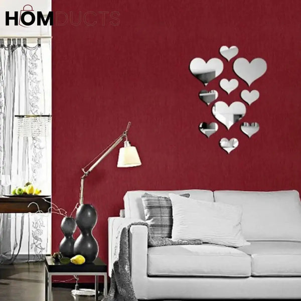 Acrylic Wall Stickers Heart Style / Silver