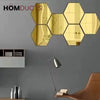 Acrylic Wall Stickers Hexagon Shape / Golden