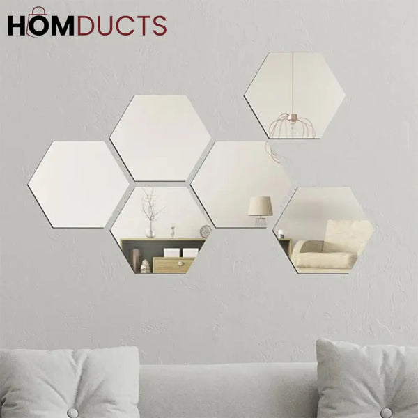 Acrylic Wall Stickers Hexagon Shape / Silver