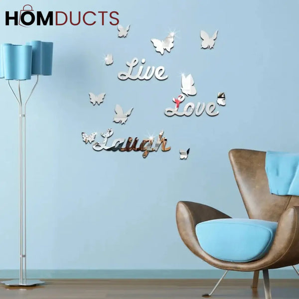 Acrylic Wall Stickers Live Love Laugh / Silver