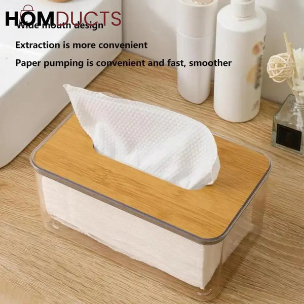 Acrylic Wooden Top Tissue Box