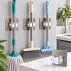 Self adhesive wall mounted mop and broom holder