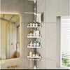 Adjustable Corner Shower Caddy with 4 Tiers – Tension Pole Bathroom Organizer Shelf for Shampoo Soap & Toiletries