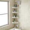 Adjustable Corner Shower Caddy with 4 Tiers – Tension Pole Bathroom Organizer Shelf for Shampoo Soap & Toiletries
