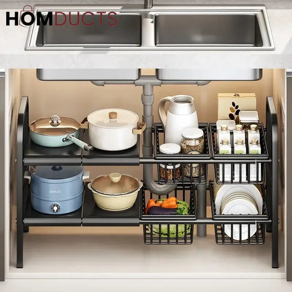 Adjustable Under Sink Pot Rack - Maximize Kitchen Storage