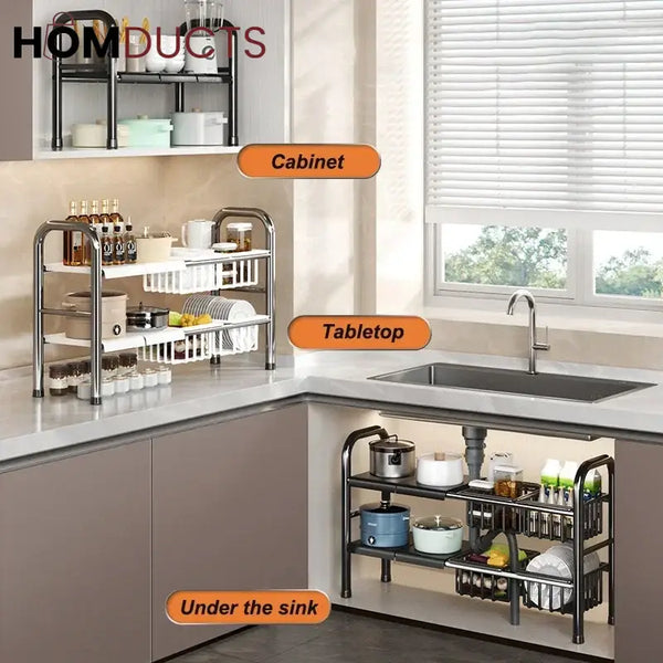 Adjustable Under Sink Pot Rack - Maximize Kitchen Storage