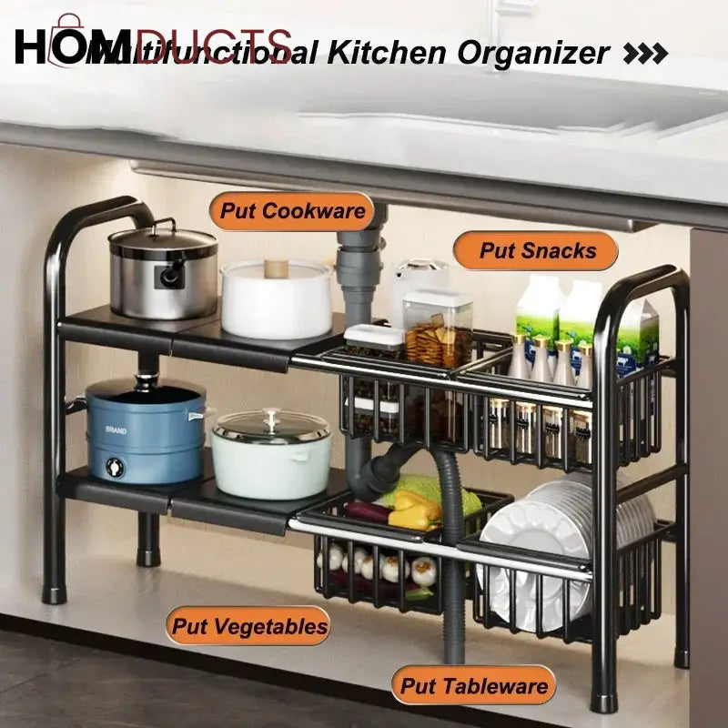Adjustable Under Sink Pot Rack Maximize Kitchen Storage