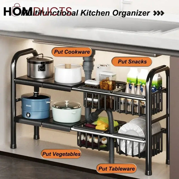 Adjustable Under Sink Pot Rack - Maximize Kitchen Storage