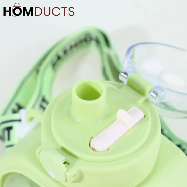 Adorable Cartoon Dog Kids Water Bottle with Straw & Crossbody Strap - Hydration Fun!