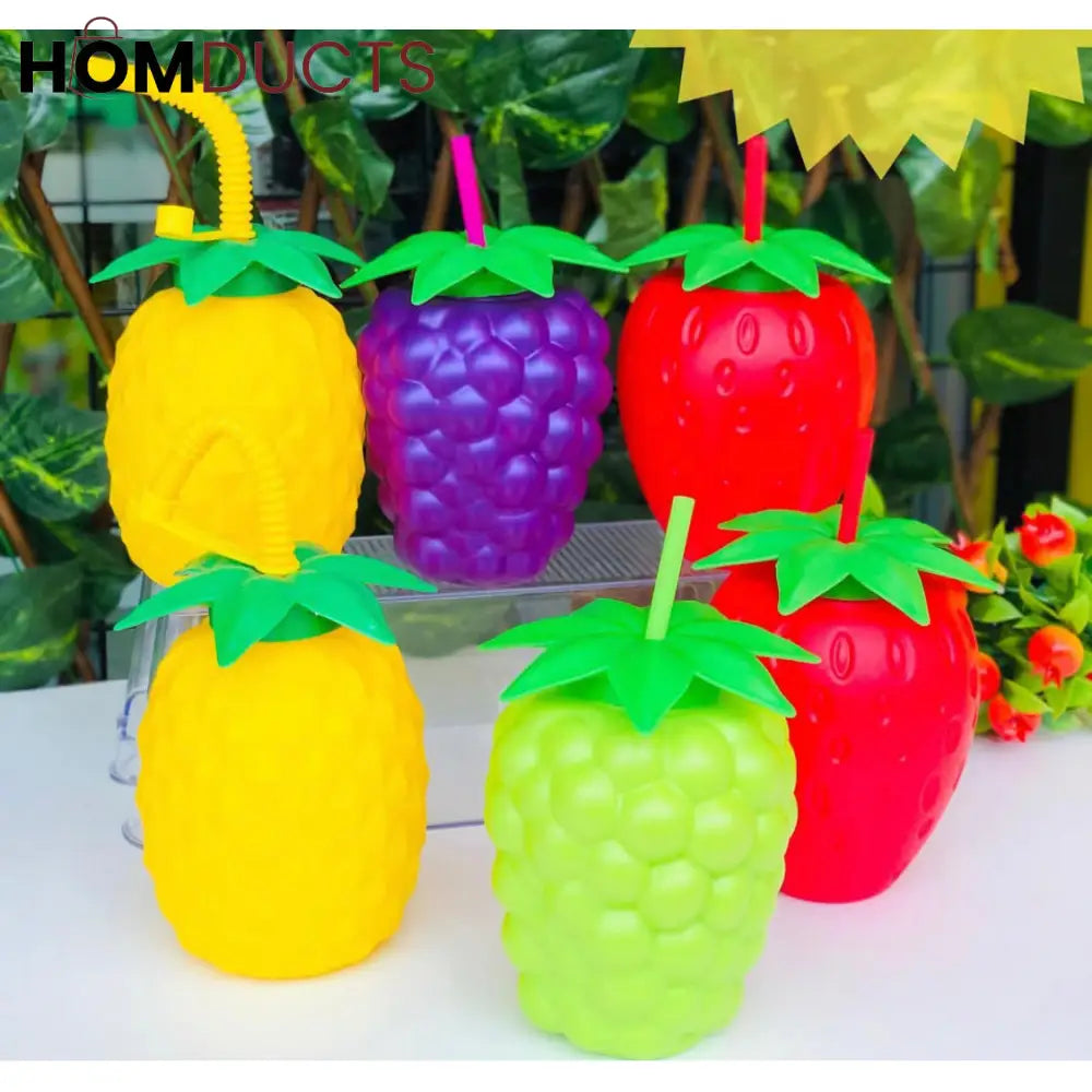 Adorable Fruit Shape Kids Water Bottle - 500ml Leak-Proof with Straw