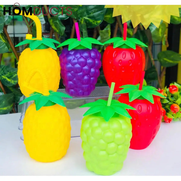 Adorable Fruit Shape Kids Water Bottle - 500ml Leak-Proof with Straw