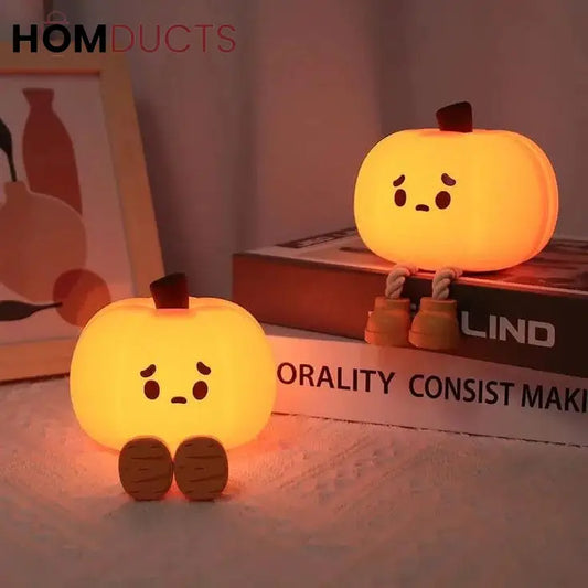 Adorable Pumpkin Silicone LED Night Light - USB Rechargeable & Touch Control