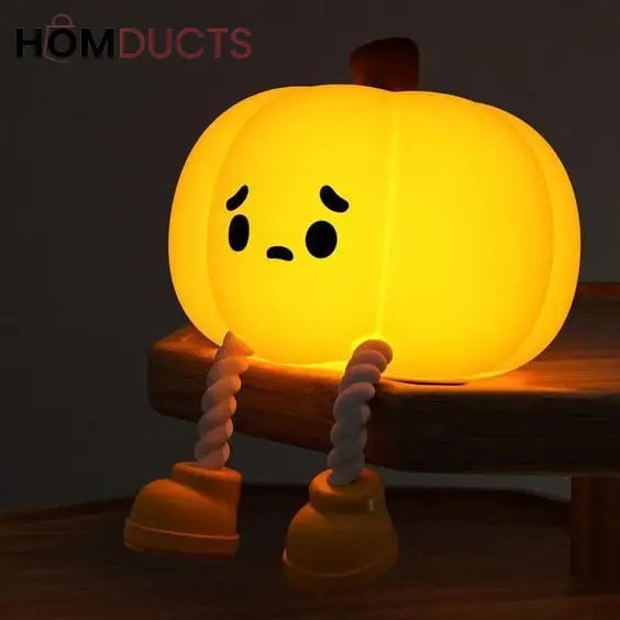 Adorable Pumpkin Silicone LED Night Light - USB Rechargeable & Touch Control