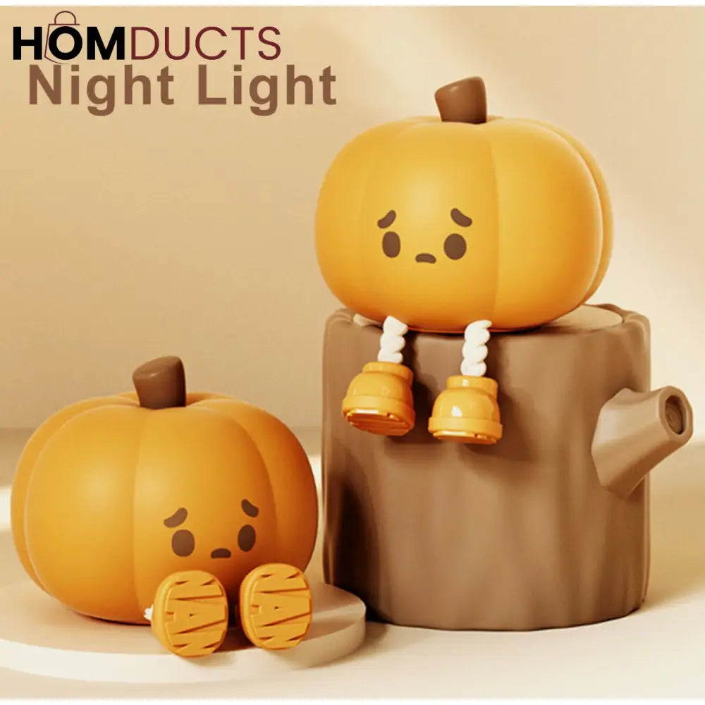 Adorable Pumpkin Silicone LED Night Light - USB Rechargeable & Touch Control