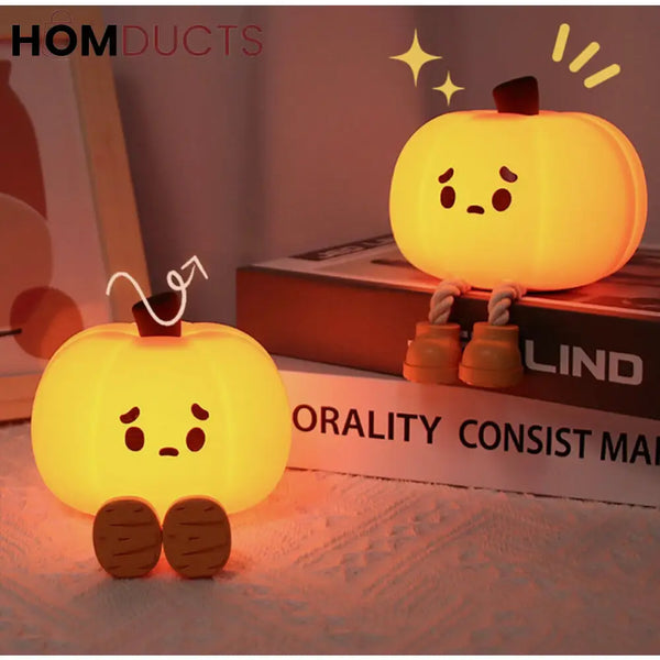Adorable Pumpkin Silicone LED Night Light - USB Rechargeable & Touch Control