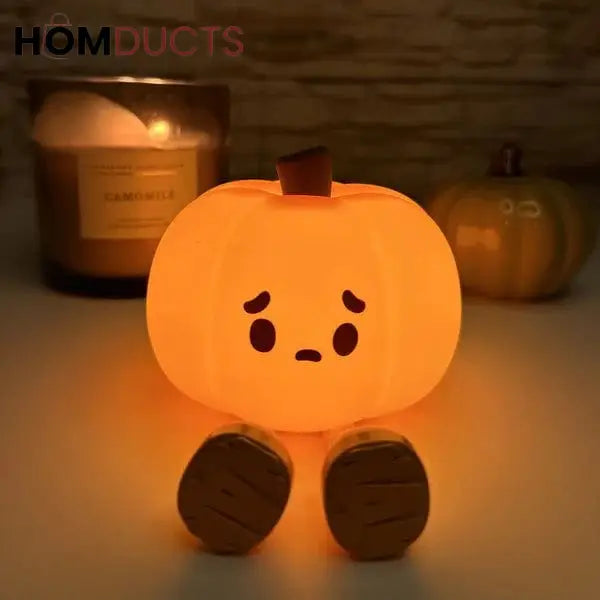 Adorable Pumpkin Silicone LED Night Light - USB Rechargeable & Touch Control