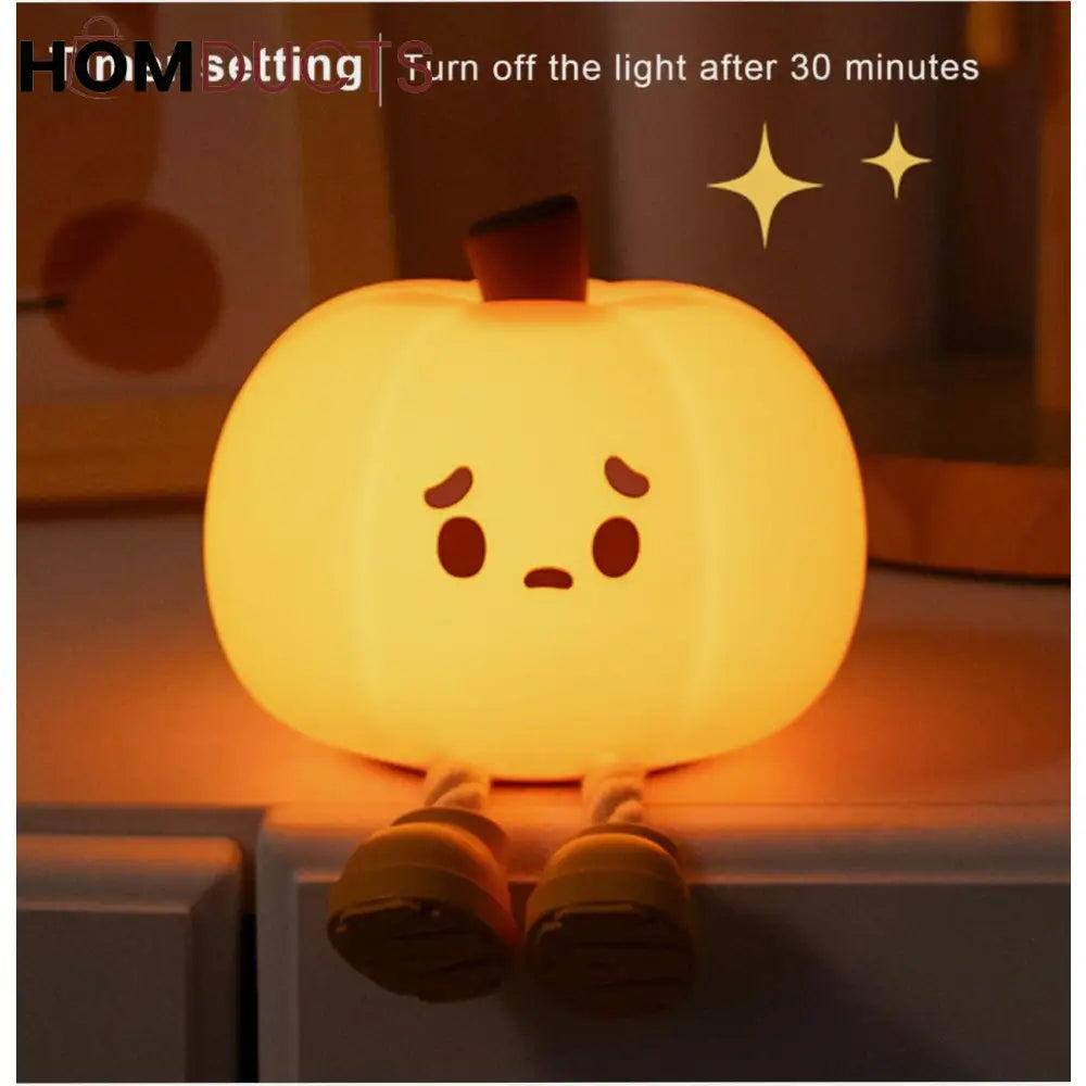 Adorable Pumpkin Silicone LED Night Light - USB Rechargeable & Touch Control