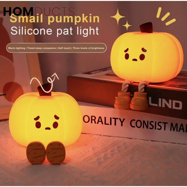 Adorable Pumpkin Silicone LED Night Light - USB Rechargeable & Touch Control